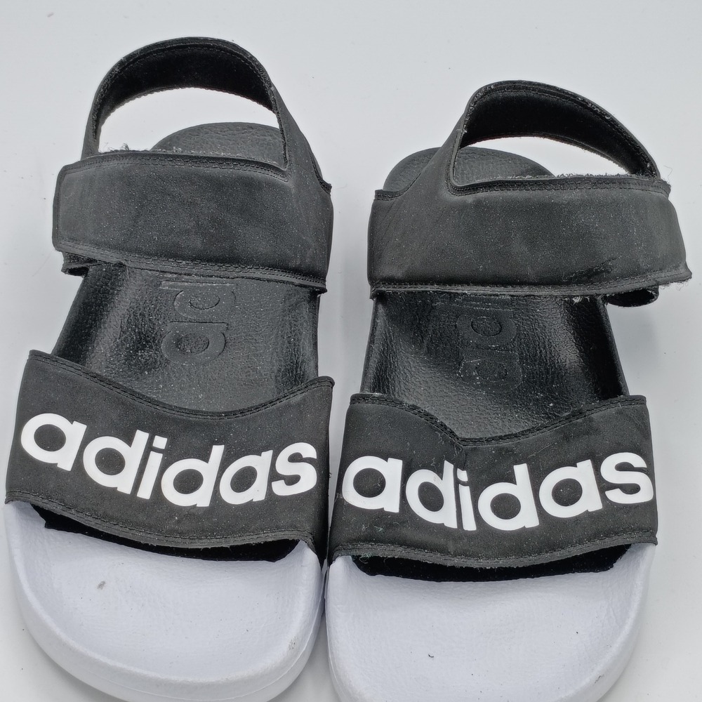 Adidas Mens Adilette TND Sandals Black White Size 9 Adjustable Straps
